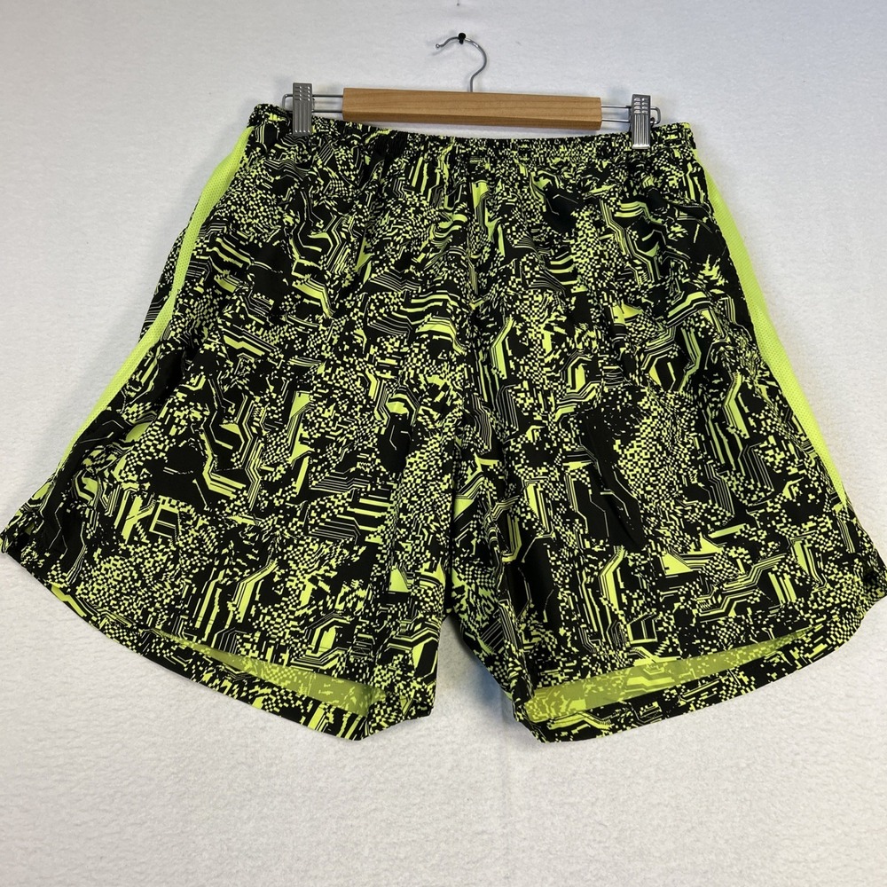 Nike Shorts Womens XXL Black Neon Dri Fit Training Performance Running Lined